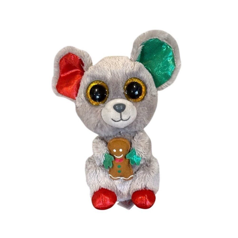 TY Beanie Boos TySilk Mac The Christmas Mouse w/ Gingerbread Man Soft Plush